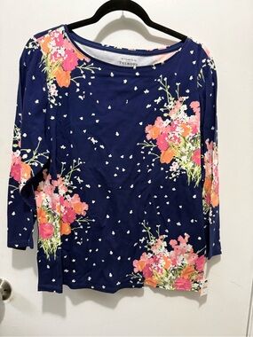 NWT Talbots Navy Floral Scoop-Neck Women’s Top